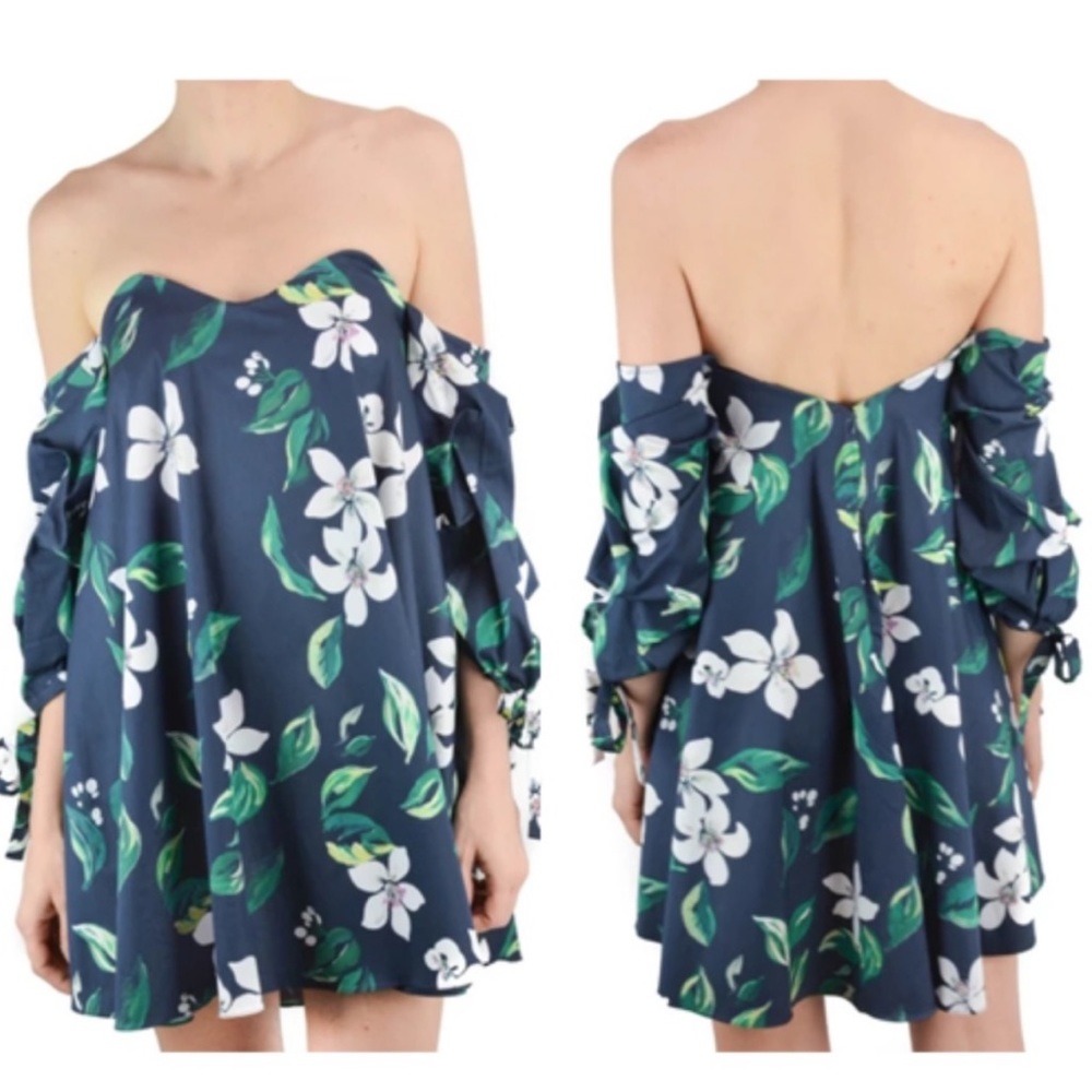 Caroline Constas Gabrielle Navy Floral Mini Dress